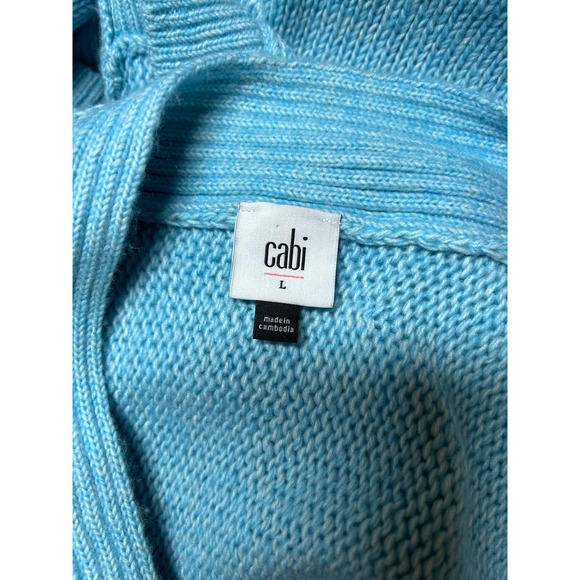 Cabi Frosty Pullover Aqua Sweater V-Neck Cable Knit Dolman Sleeve 4282 Size L - Picture 3 of 6